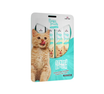 Maw and Paw Fluffy Treats Salmon Flavor – Grain-Free Lickable Creamy Puree Cat Treats | High-Protein & Omega-3 Rich Snack for All Breeds (15g x 5 Strips)
